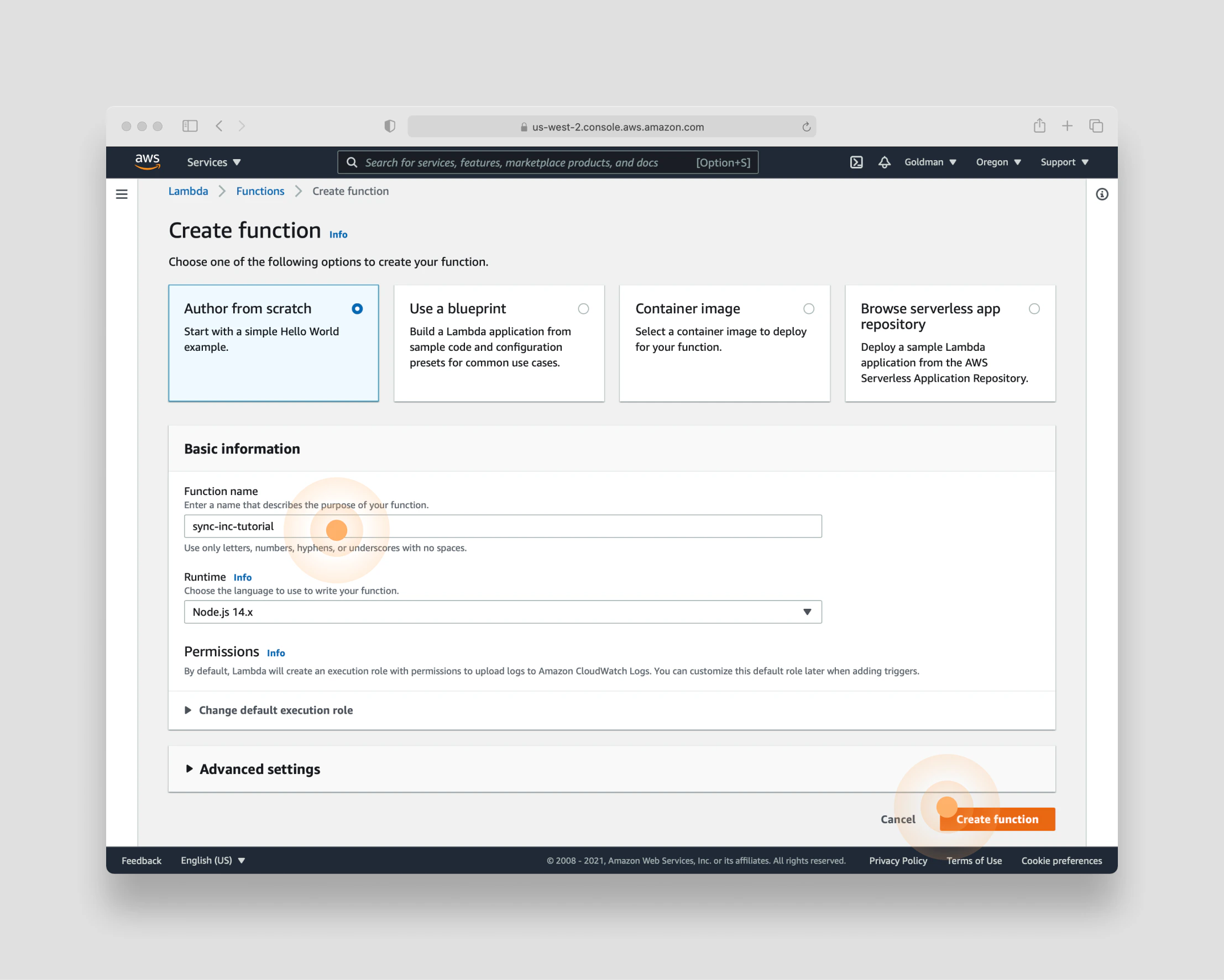 Create new function