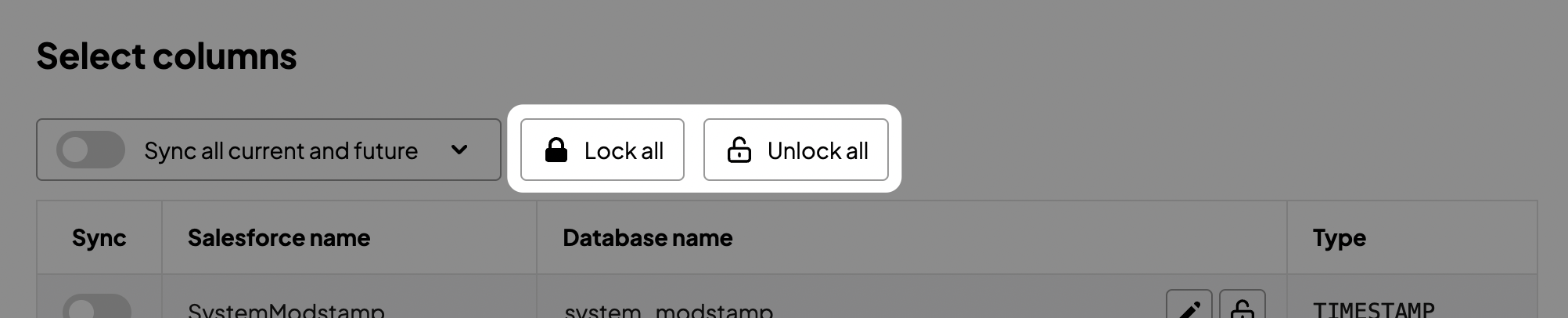 Lock/unlock all buttons