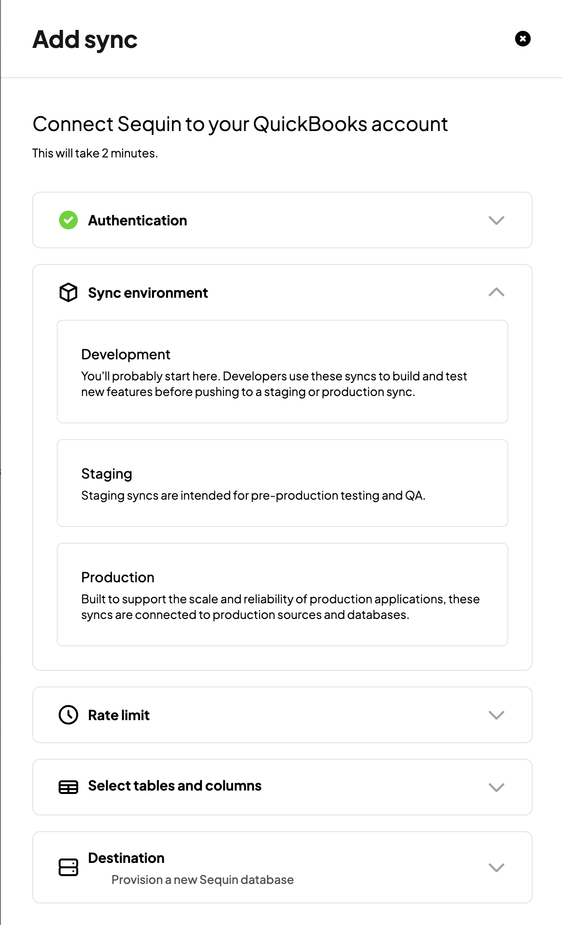 Configure your QuickBooks sync in the Sequin console