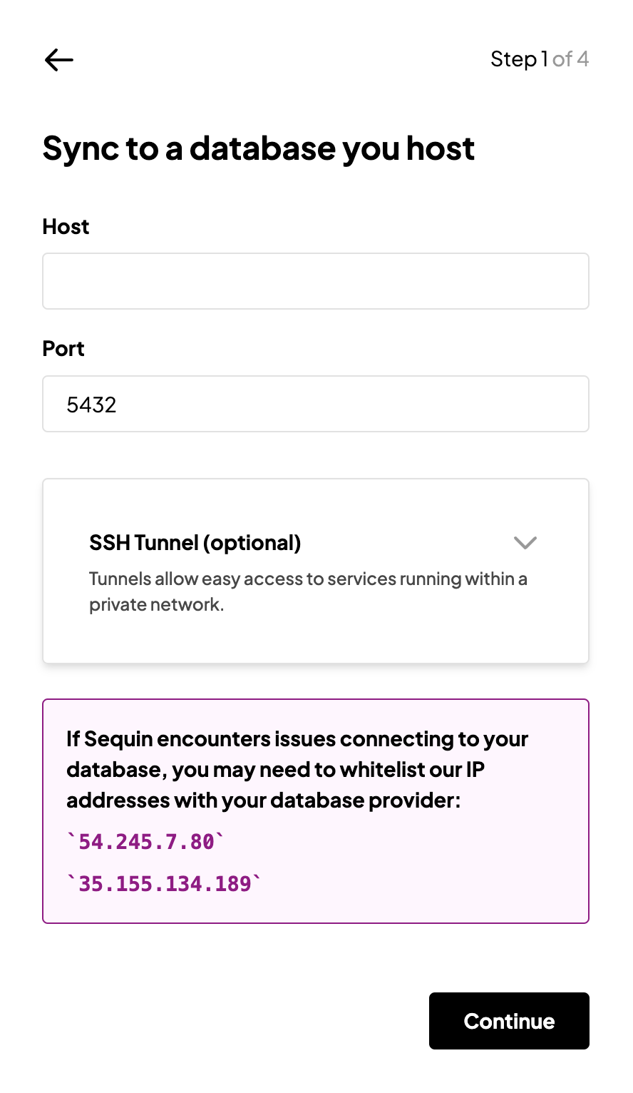 Adding DB host and port