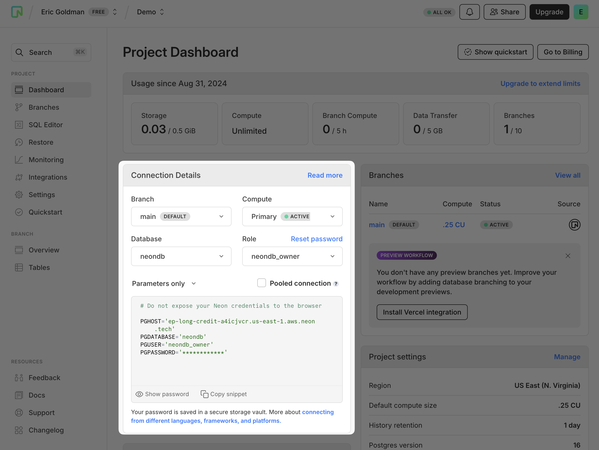 Neon connection details