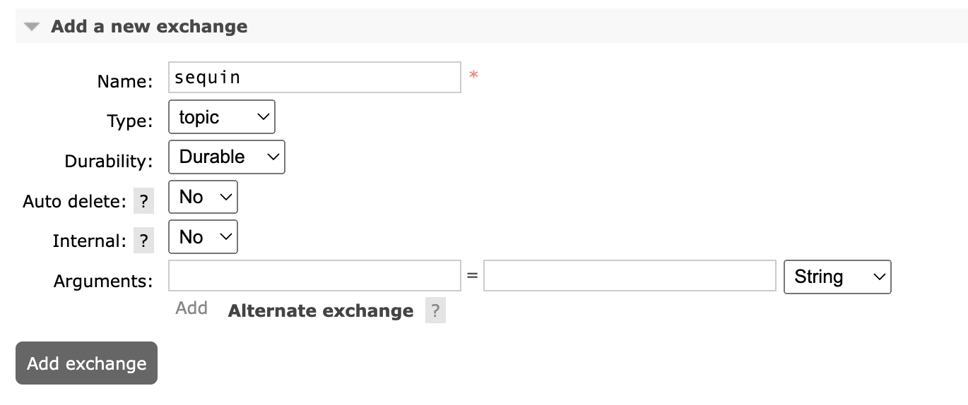 Adding a new exchange in RabbitMQ