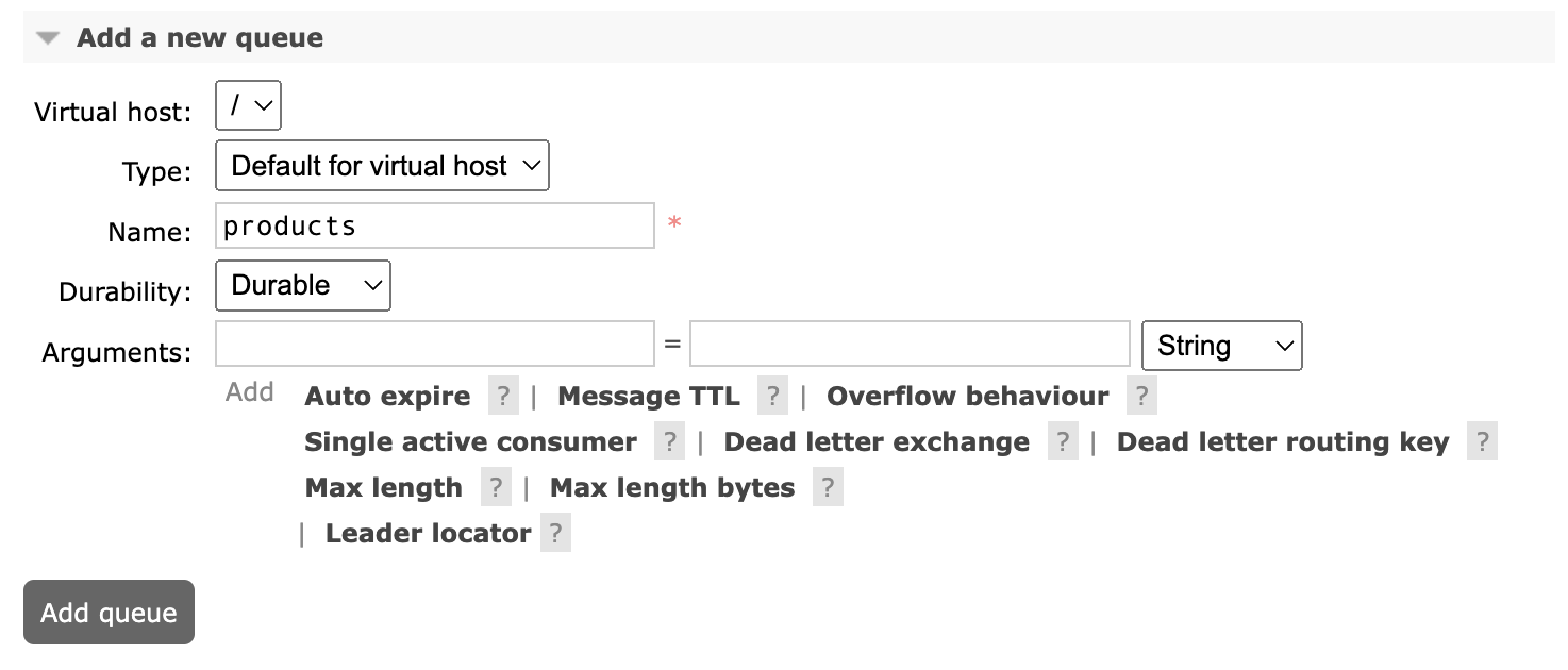 Adding a new queue in RabbitMQ