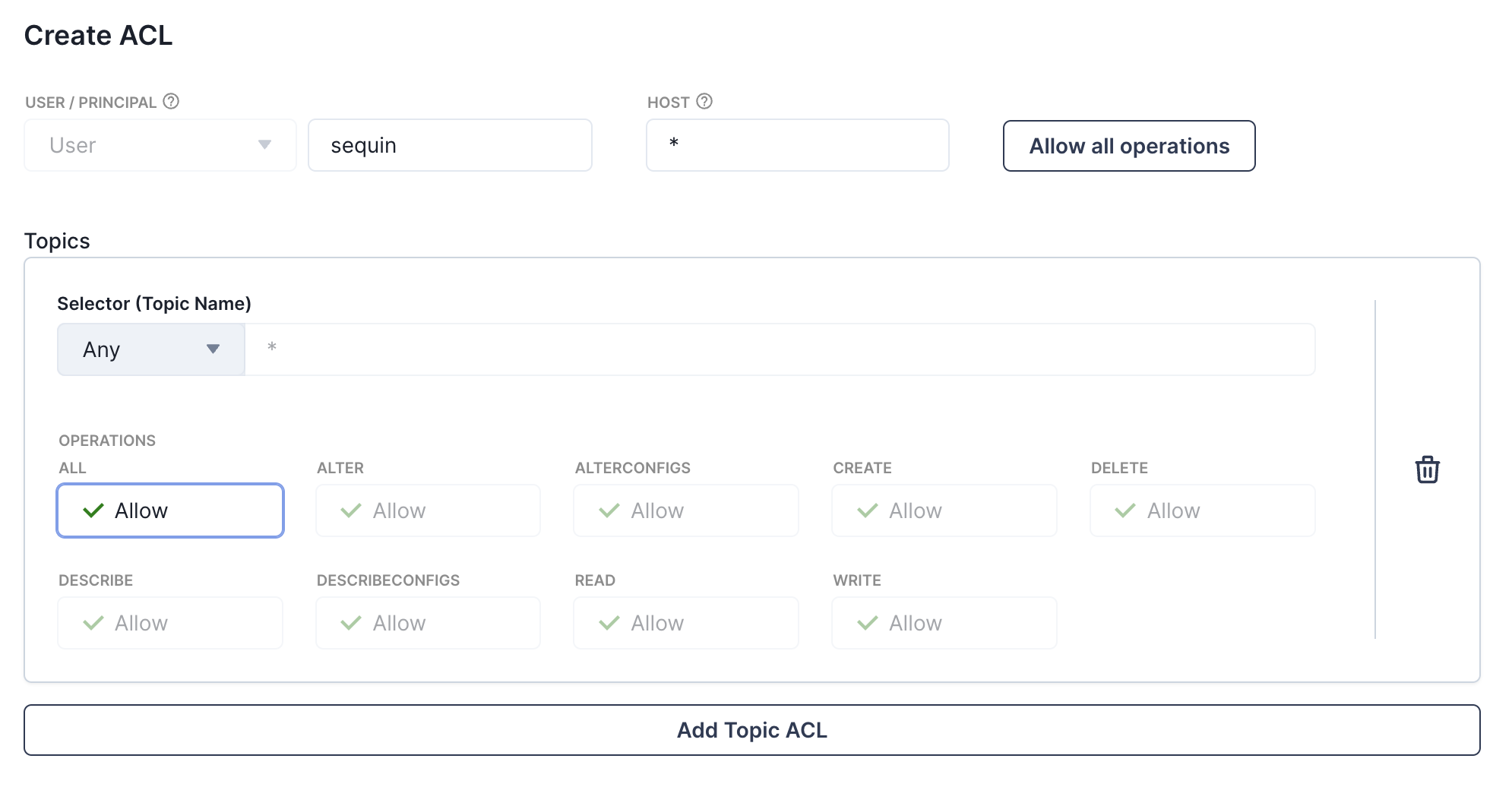 Create ACL for Sequin user
