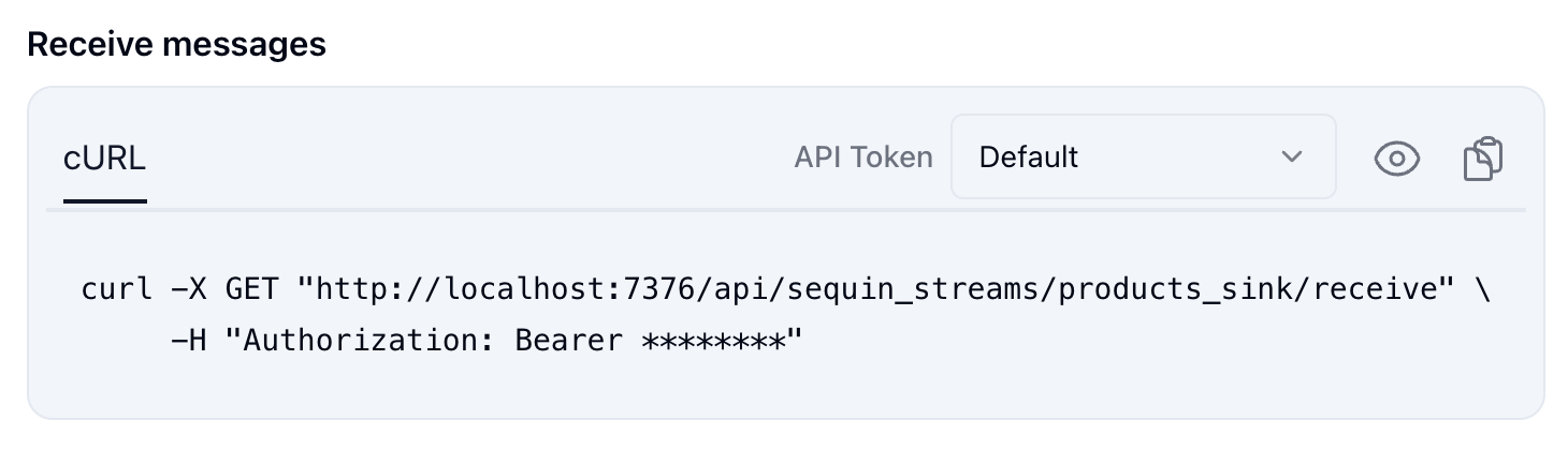 Curl command to receive messages