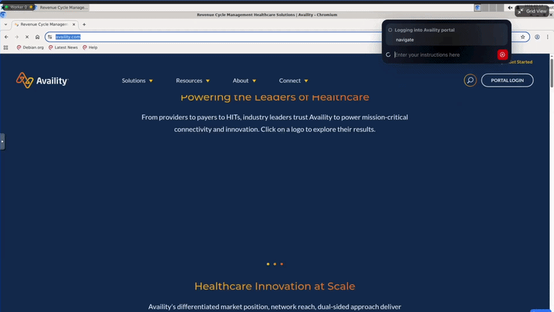 Computer-use agent logging into the Availity portal