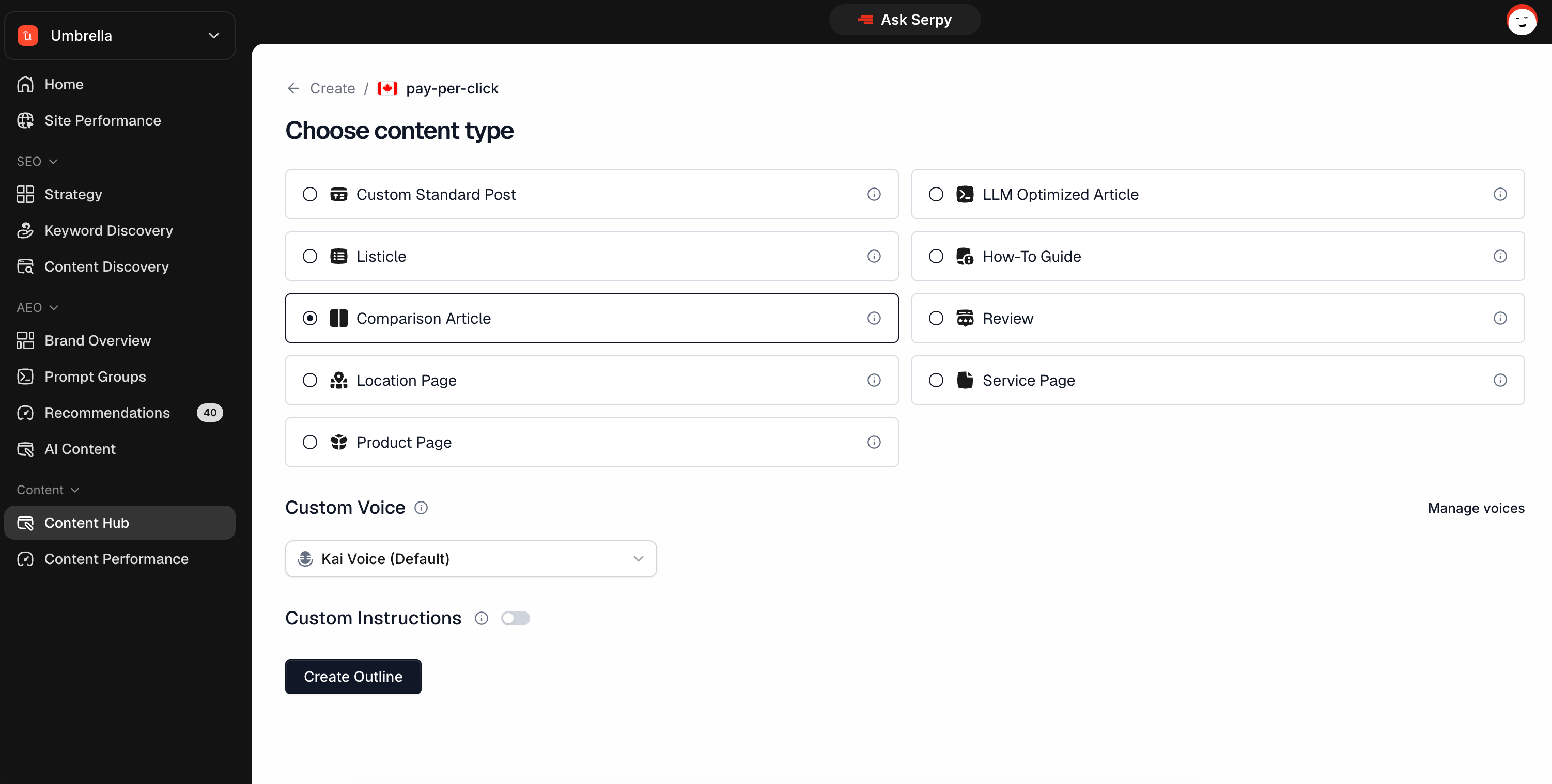 Brand Overview Screen