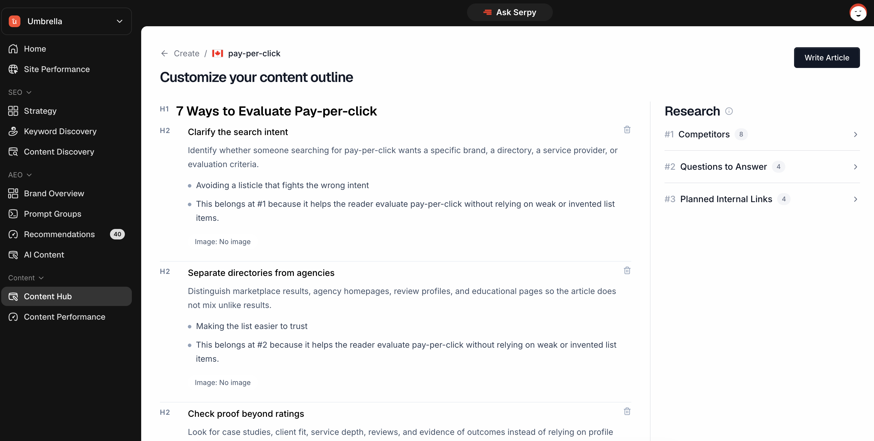 Brand Overview Screen