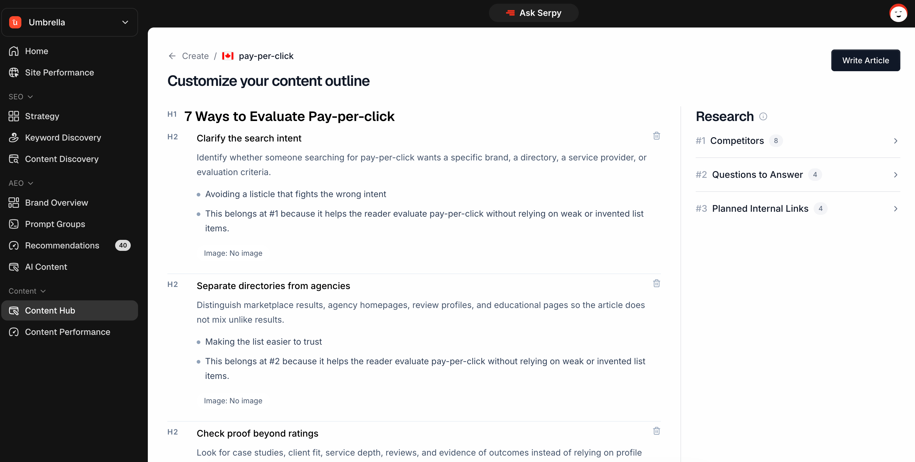 Brand Overview Screen