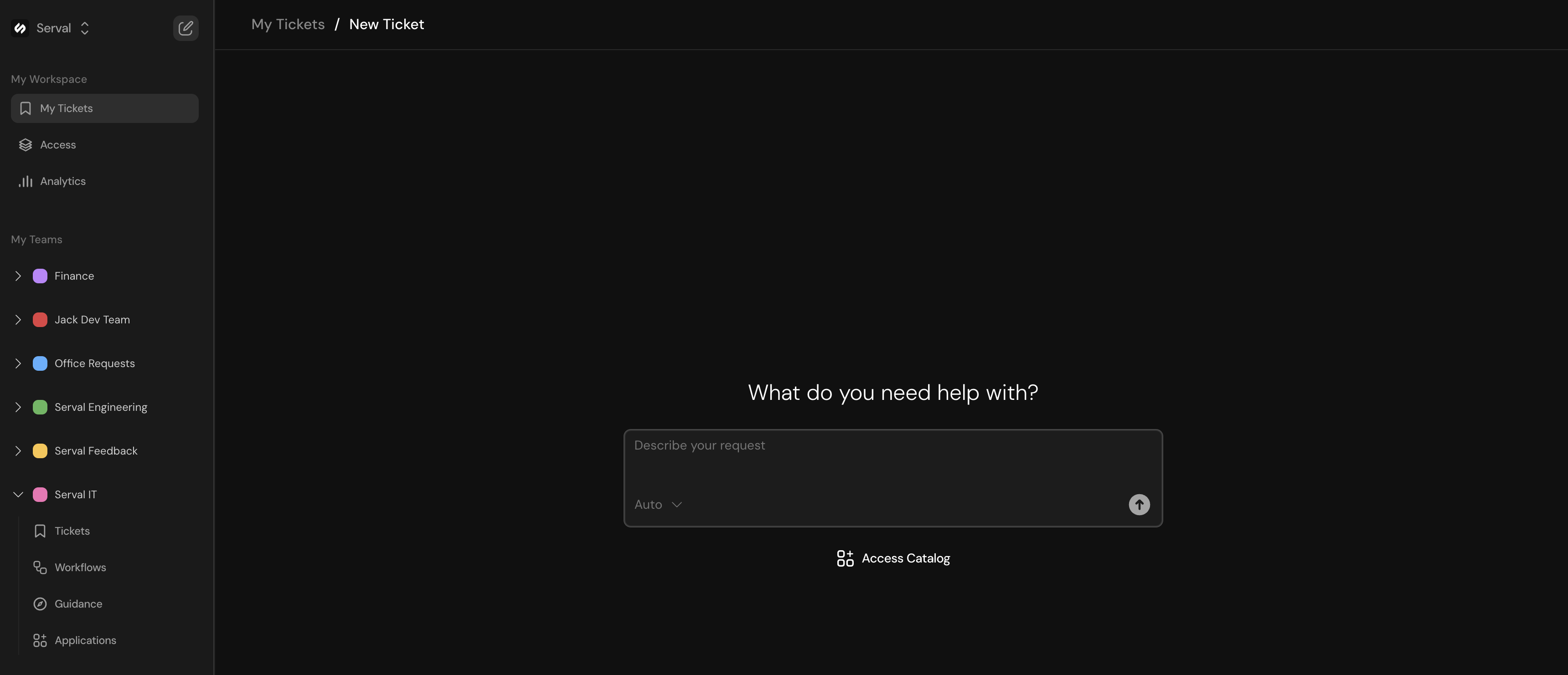 Creating a ticket through natural language in Serval