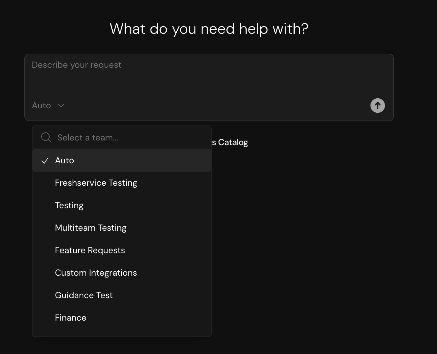 Team selection dropdown for manual routing override