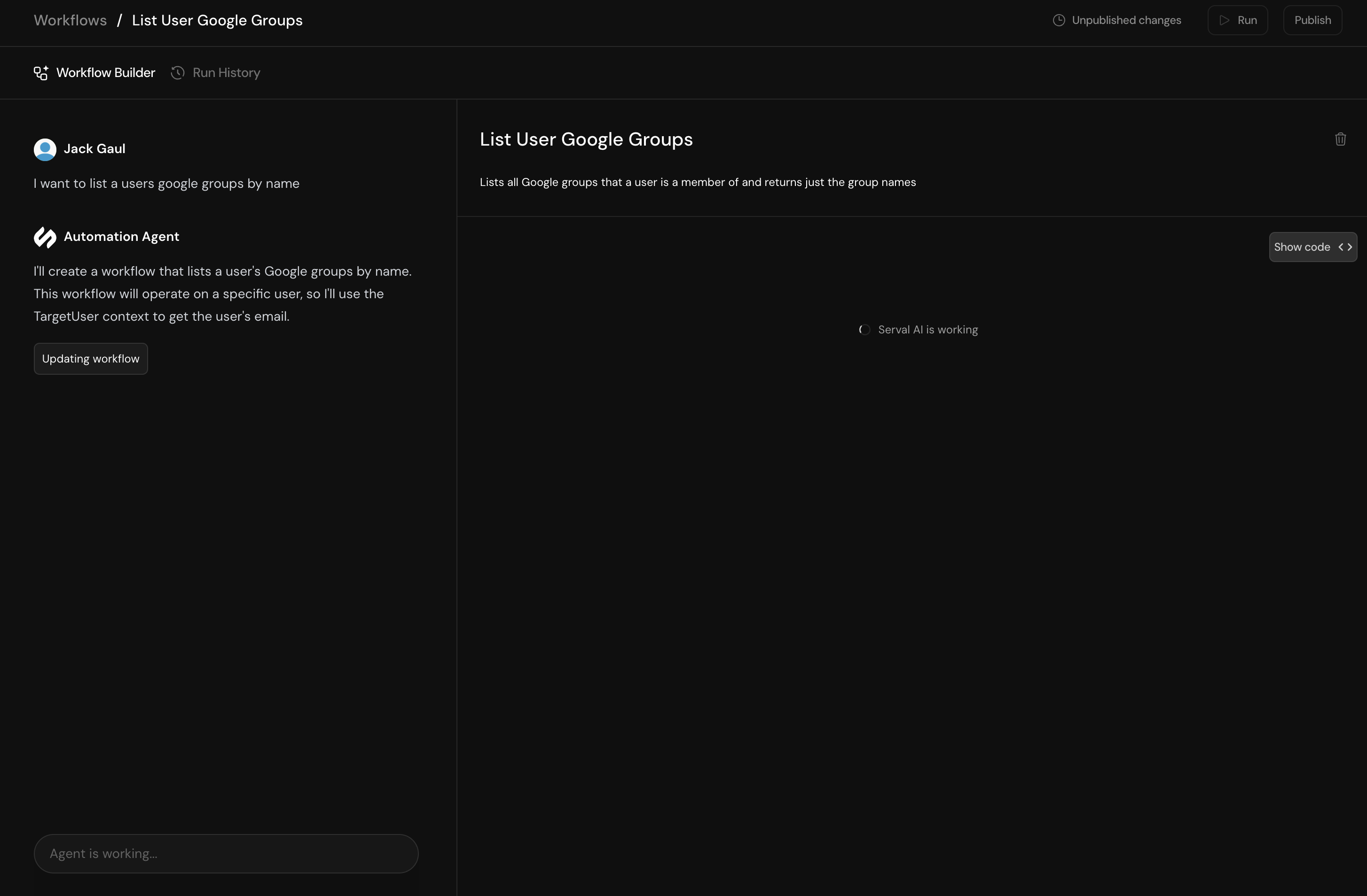 Workflow Being Created