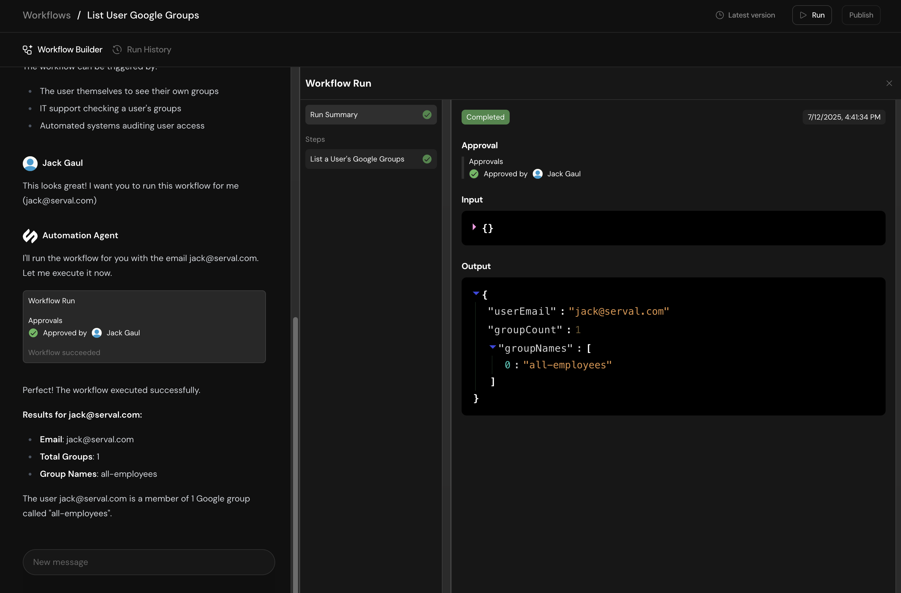 Workflow Run Results