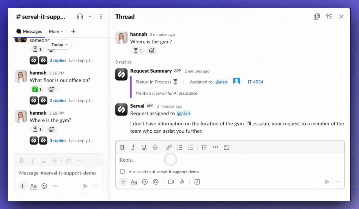 Request guidance via Slack message