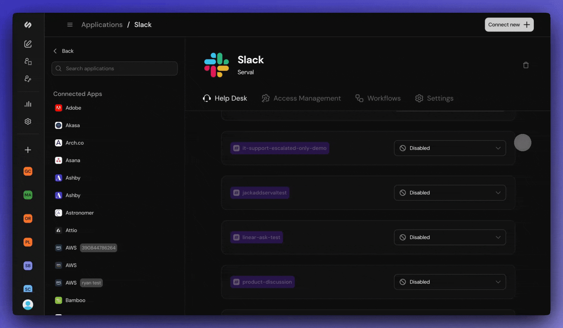 Configure team Slack channels