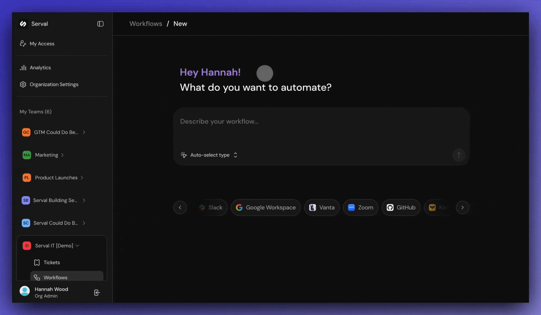 Select workflow type
