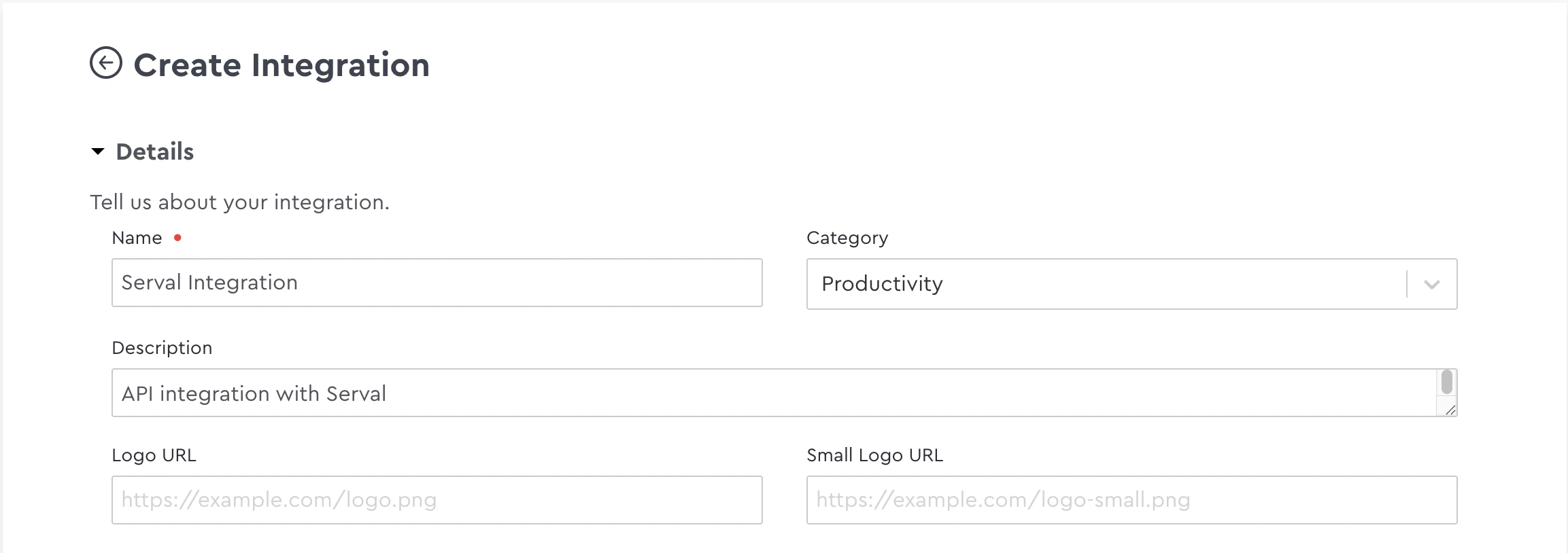 Envoy Dev Dashboard create integration form