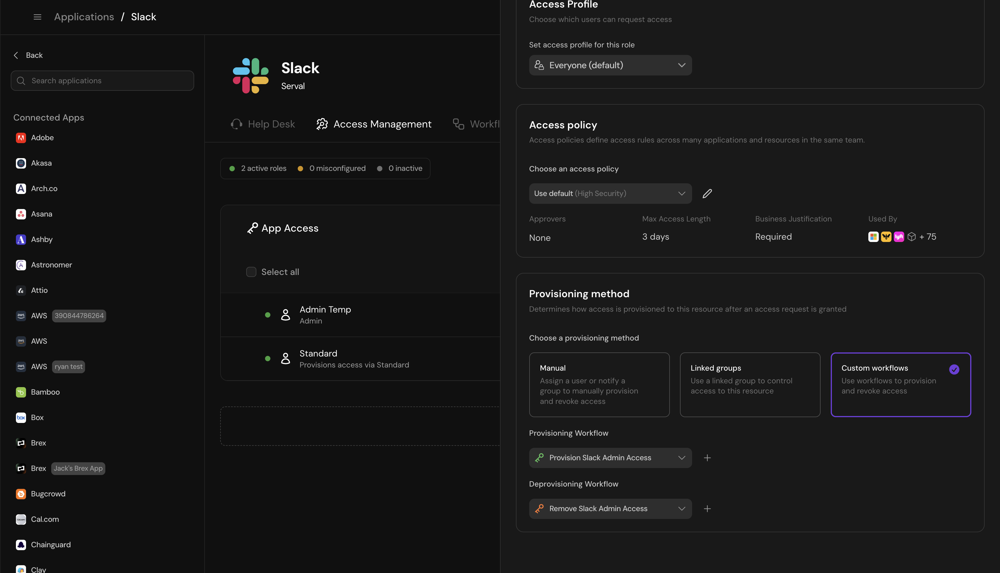 Workflow Builder showing provisioning and deprovisioning workflows with key icons