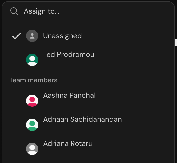 Assignee dropdown