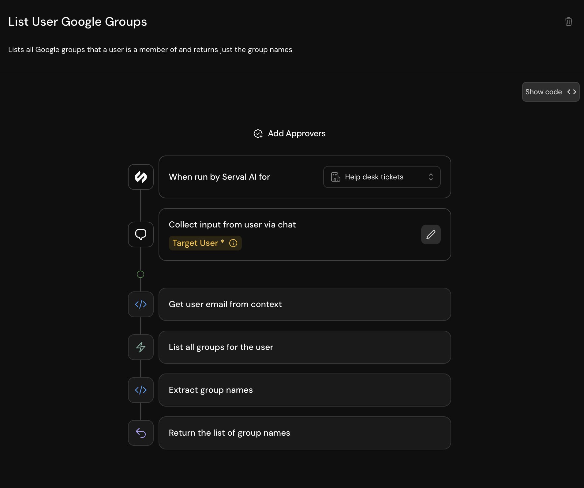 Workflow Approvers Dialog
