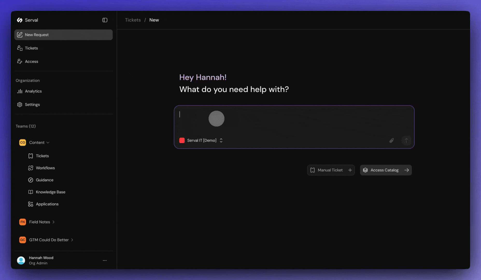 Viewing ticket details in the Serval web portal