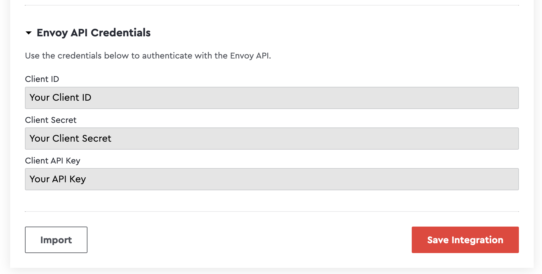 Envoy API credentials with Client API Key