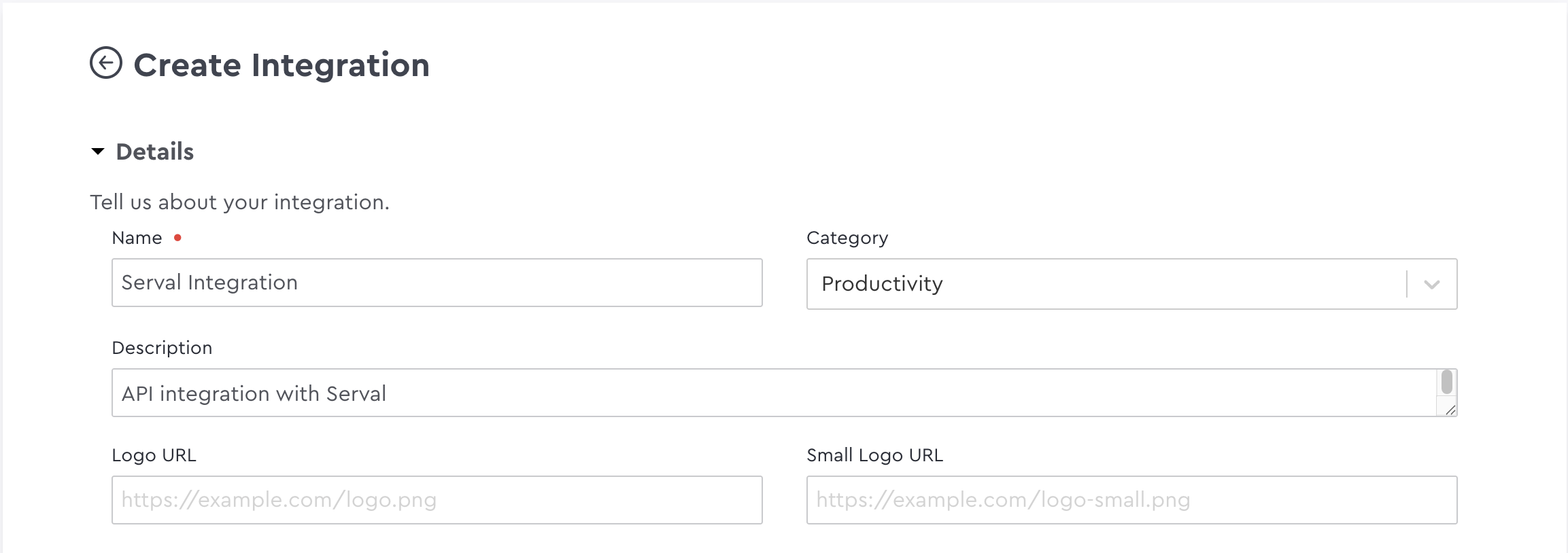 Envoy Dev Dashboard create integration form