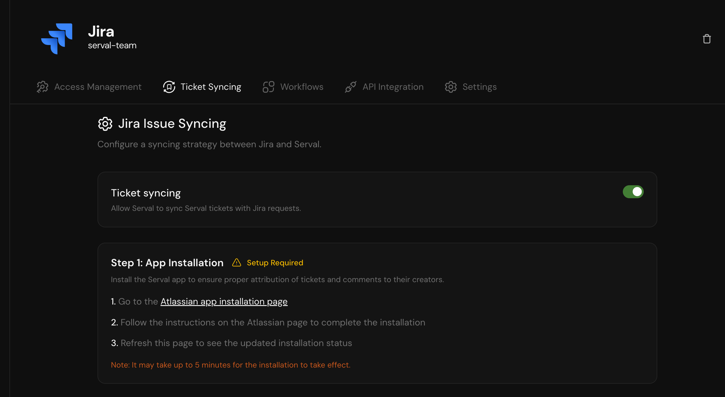 Turn on Ticket Syncing