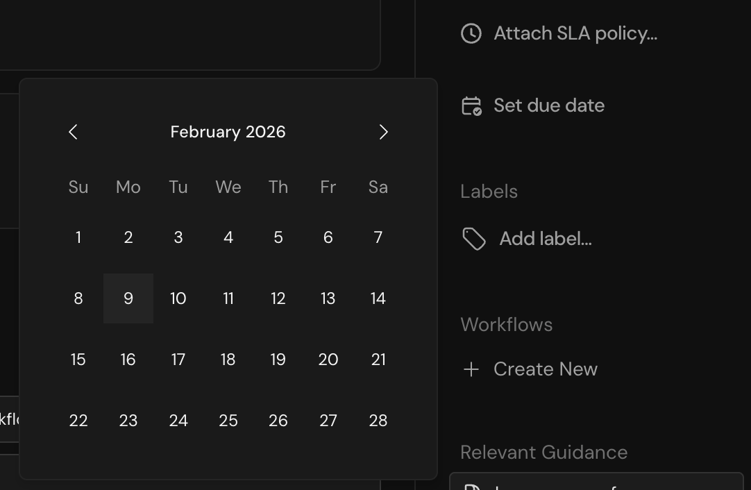 Due date calendar picker