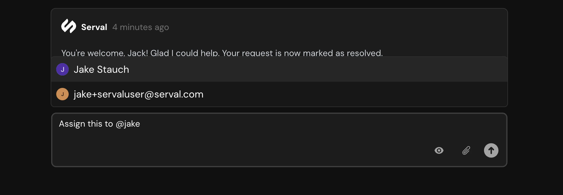 Using @ mention to reassign