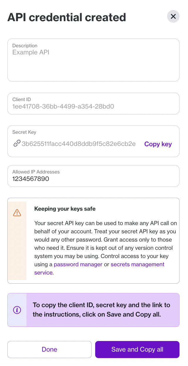 Navan API Credential Created