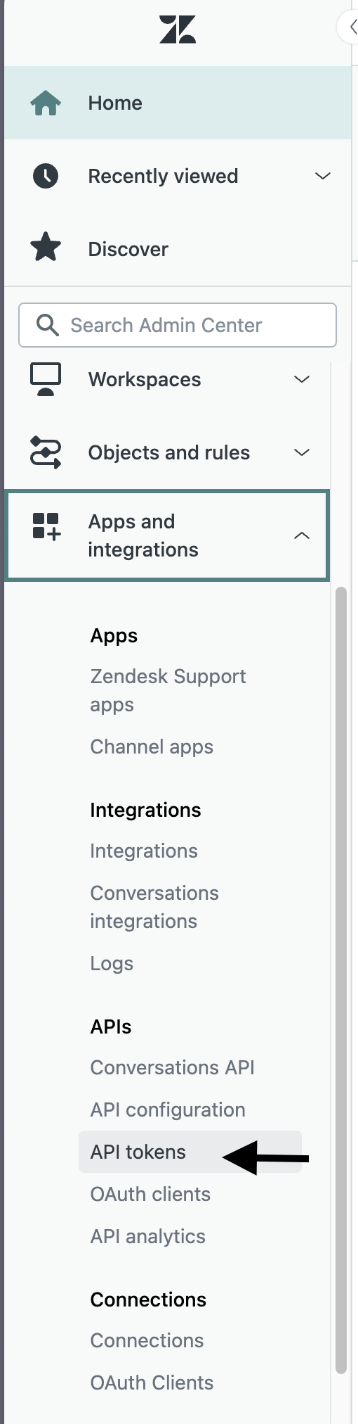 Zendesk Apps and integrations sidebar