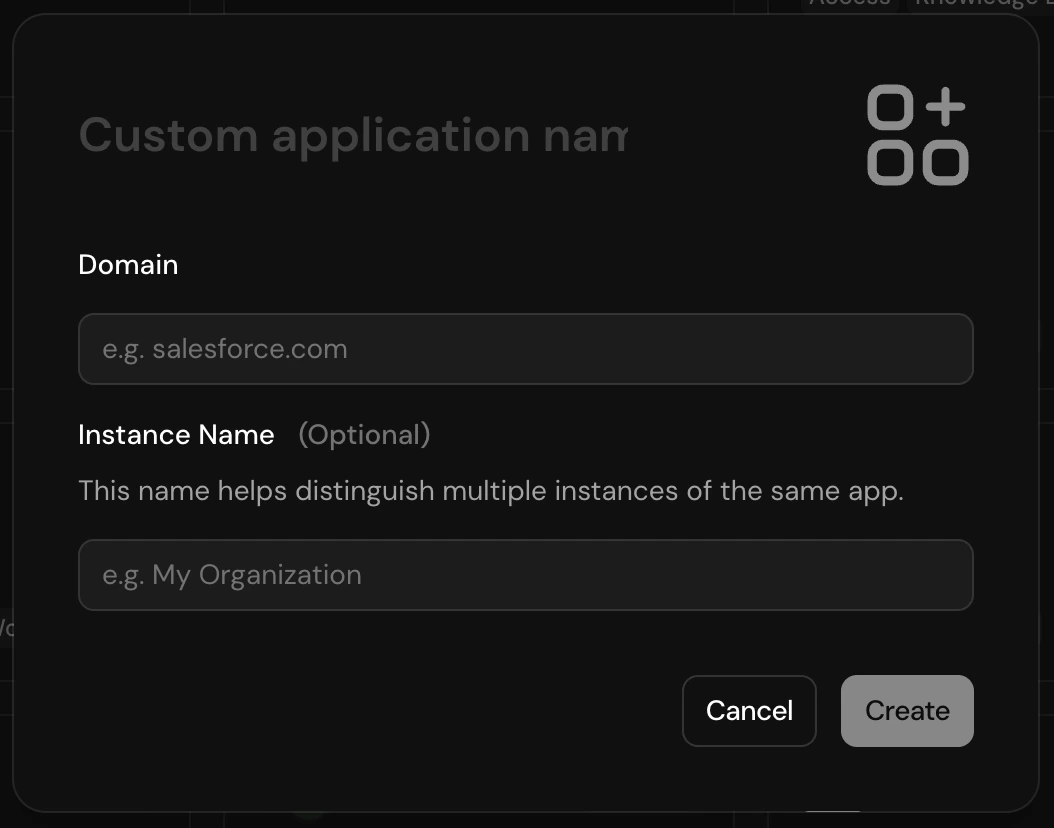 Application configuration modal
