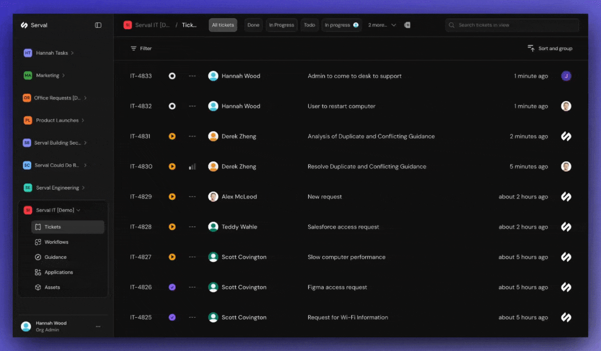 Filter tickets by type