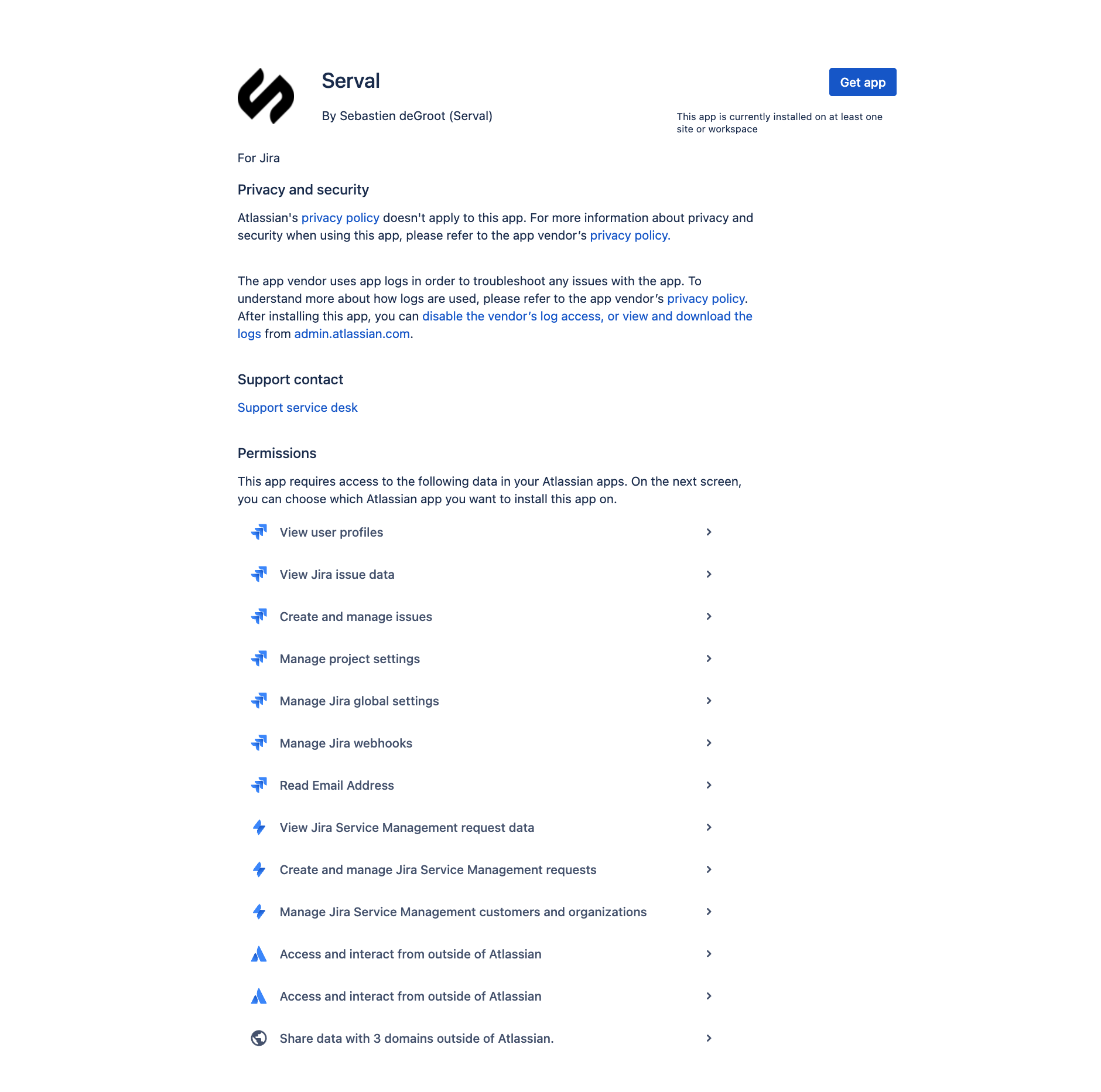Atlassian App Installation Page