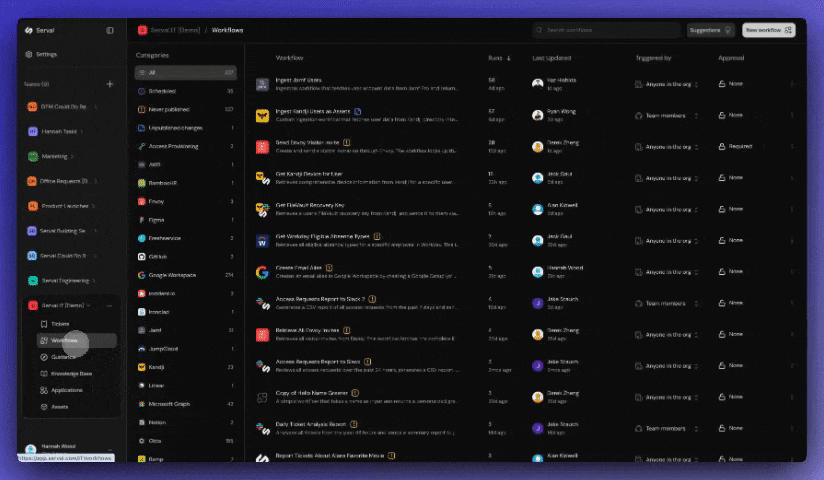 AI workflow suggestions interface