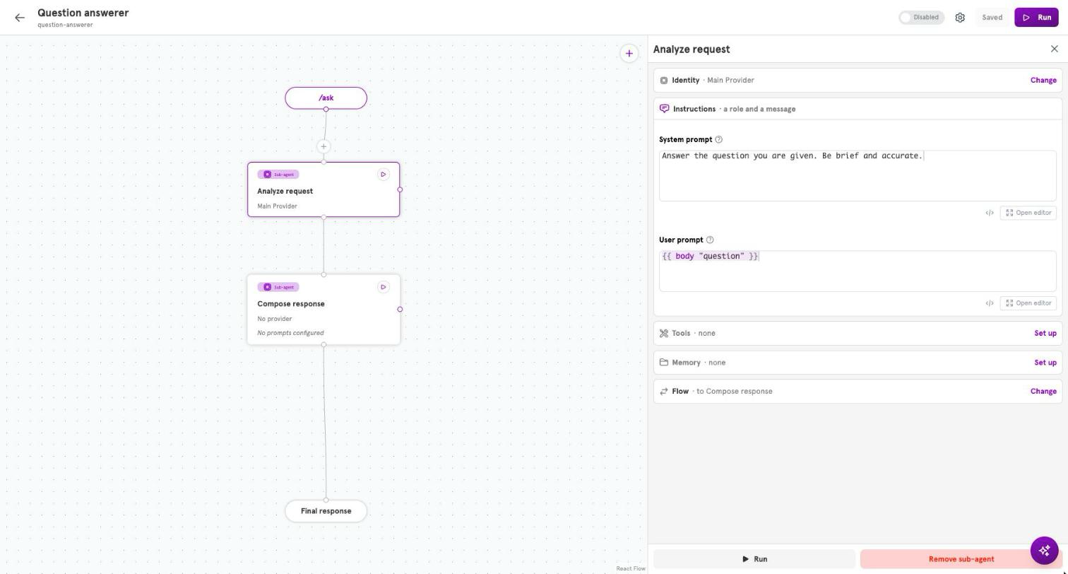 The Analyze request panel with a provider chosen and both prompts filled in