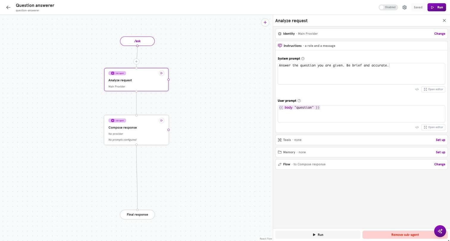 The Analyze request panel with a provider chosen and both prompts filled in