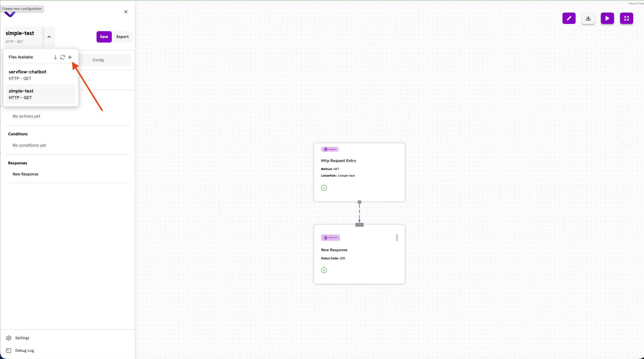 ServFlow Dashboard with Files Available panel