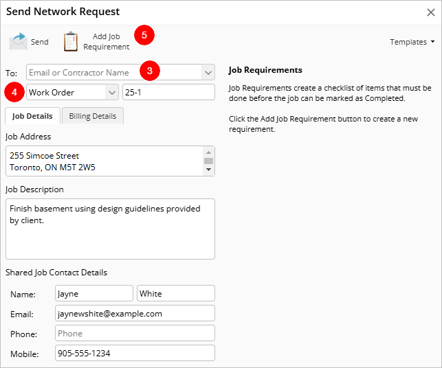 Send Network Request window