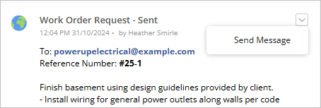 sending a message re a network request