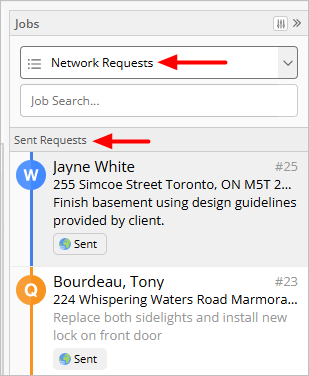 Filtering the Jobs List to Network Requests