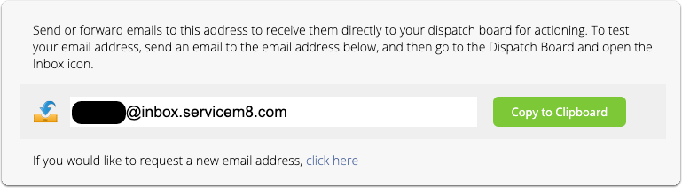 Unique inbox email address in settings