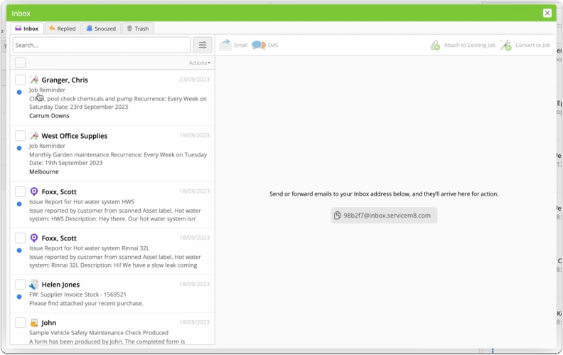 Reviewing and replying to inbox messages