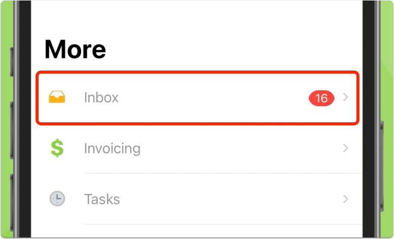 Inbox in the ServiceM8 app More menu