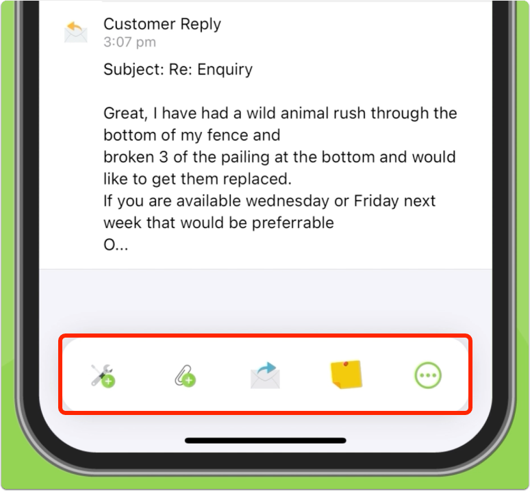 Convert or attach message action bar