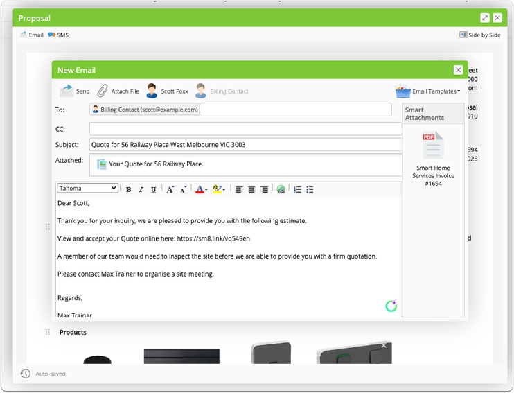Email template with document merge field