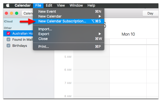 Open Apple iCal, and select New Calendar Subscription from the File menu