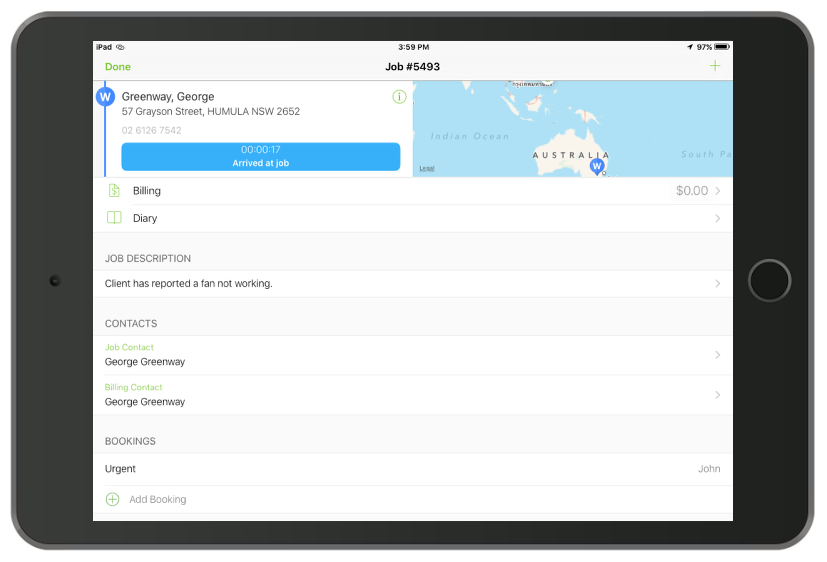 He arrives at the site
