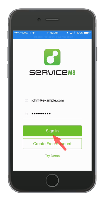 Login to your account from the app